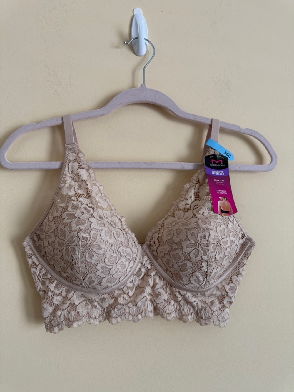 Maidenform Lace Wireless Bralette in Nude Beige Sz 36C